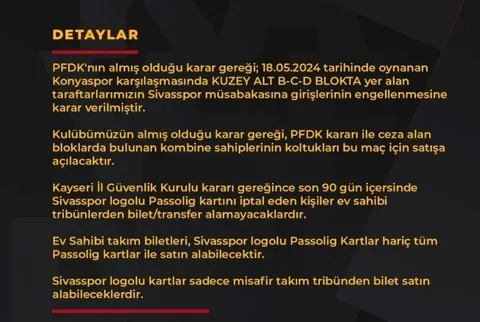 Kayserispor - Sivasspor maçımın biletleri satışa çıktı — haber görseli