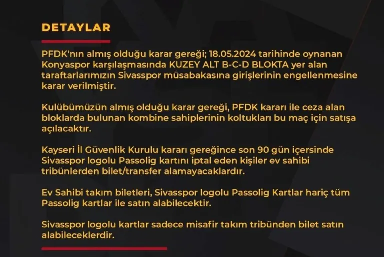 Kayserispor - Sivasspor maçımın biletleri satışa çıktı — haber görseli