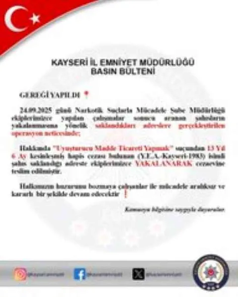 13,5 Yıl Hapis Cezası Bulunan Firari Torbacı Yakalandı! — haber görseli