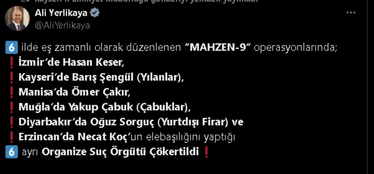 Flaş! Kayseri Dahil 6 İlde 6 Ayrı Suç Örgütü Çökertildi — haber görseli