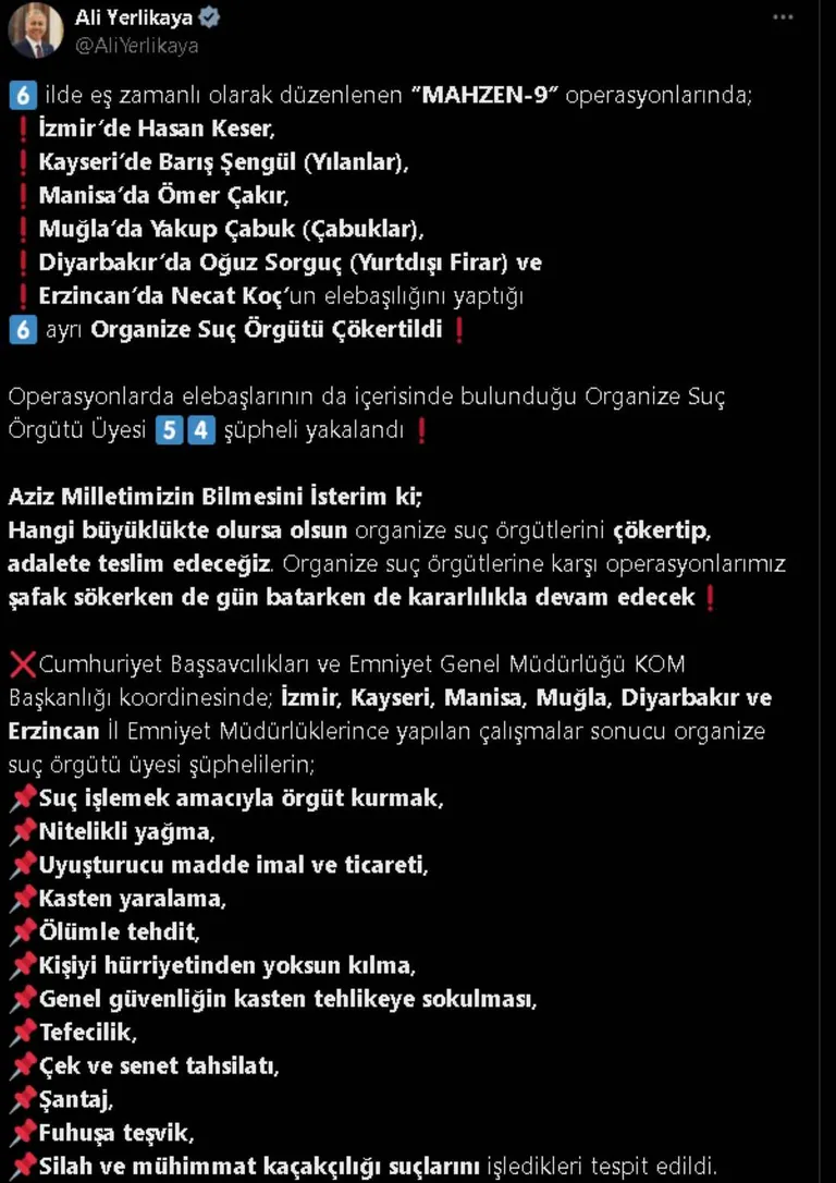 Kayseri'de 'YILANLAR Grubu' Adlı Organize Suç Örgütü Çökertildi: 22 Şüpheli Yakalandı — haber görseli