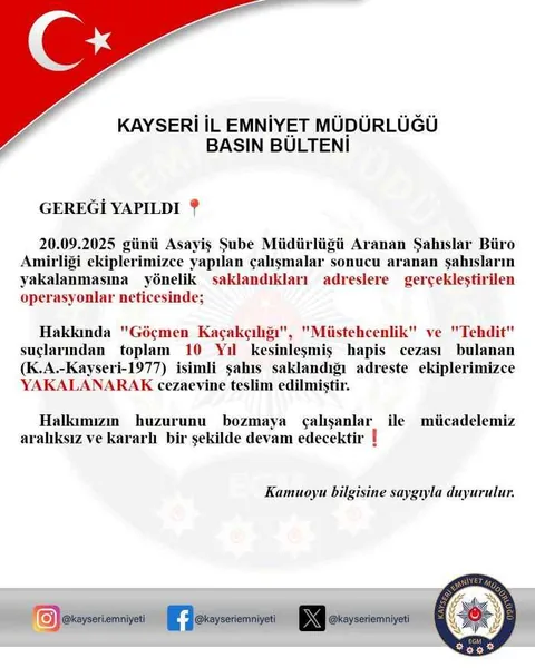 Göçmen Kaçakçılığı, Müstehcenlik ve Tehdit... 10 Yıl Hükümlü Firari Yakalandı — haber görseli