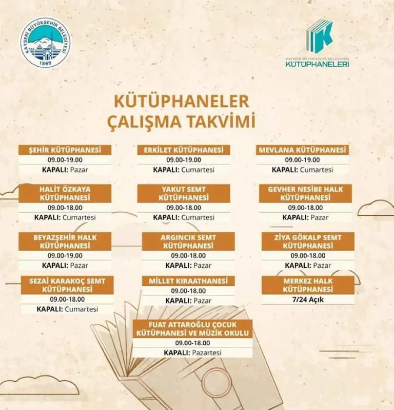 Büyükşehir kütüphanelerinde çalışma takvimi güncellemesi yapıldı — haber görseli