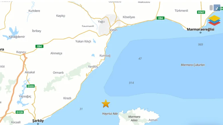 Marmara Denizi'nde 4,1 büyüklüğünde deprem meydana geldi! Sarsıntı Hangi İllerde Hissedildi?  — haber görseli