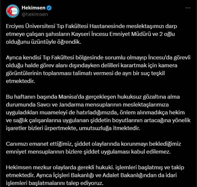 Kayseri'de Doktora Şiddet: Emniyet Amiri ve İki Oğlu Doktora Saldırdı! — haber görseli