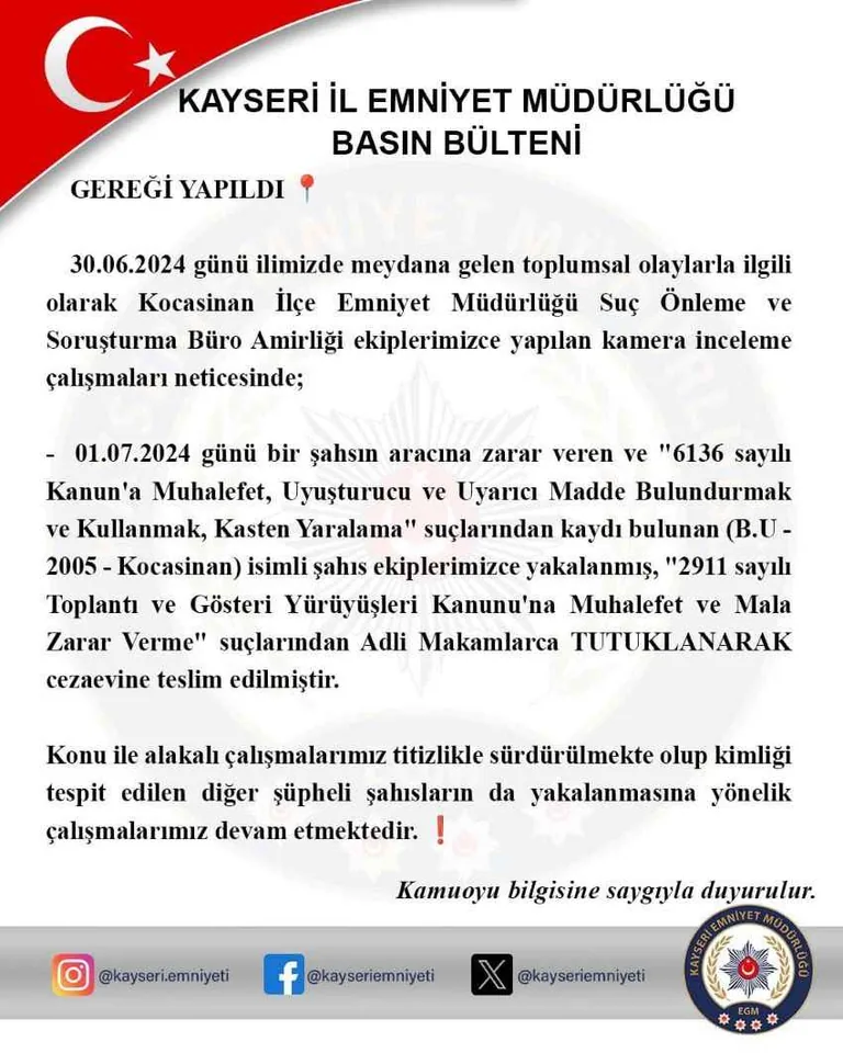 Araca zarar veren ve hakkında aranma kaydı bulunan kişi tutuklandı — haber görseli