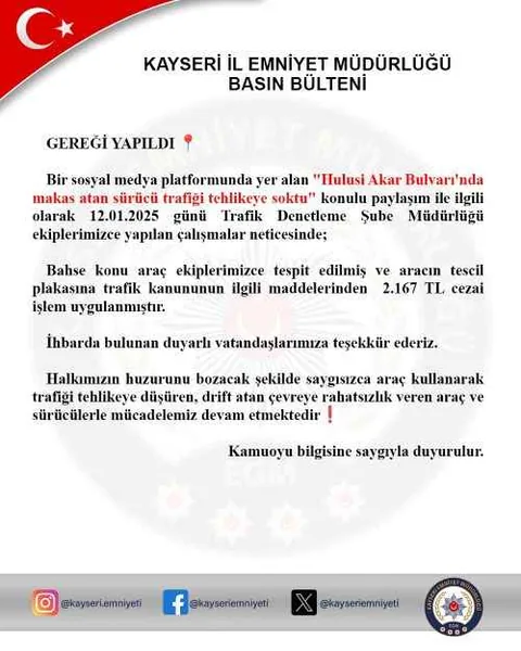 Hulusi Akar Bulvarı'nda Makas Atan Sürücü Trafiği Tehlikeye Girdirdi — haber görseli