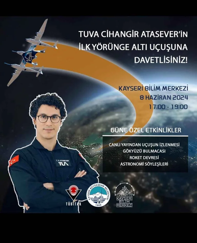 Astronot Atasever’in uçuşu Kayseri Bilim Merkezi’nde canlı olarak yayınlanacak — haber görseli