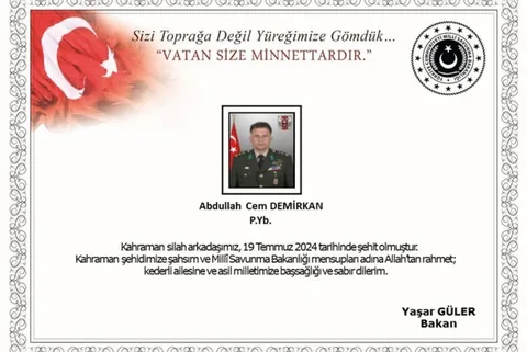 Pençe-Kilit Bölgesinde yaralanan Yarbay DEMİRKAN, tedavi gördüğü hastanede şehit oldu — haber görseli