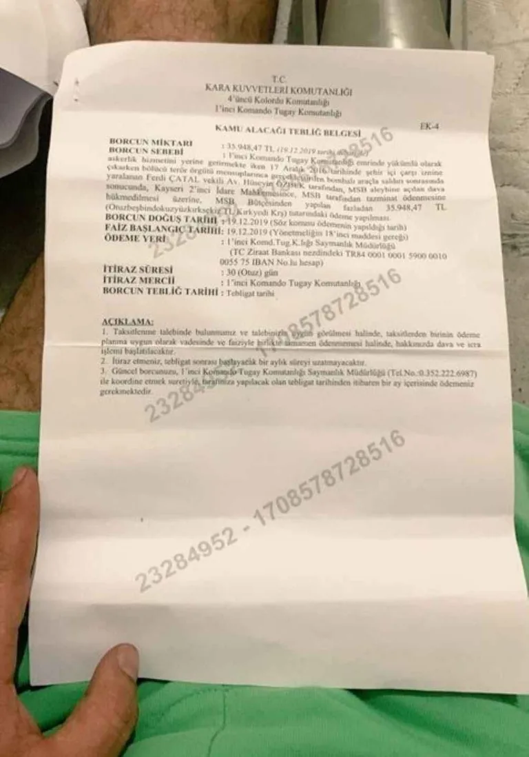 Flaş! 17 Aralık Kayseri saldırısında gazi olan Ferdi Çatal’dan tazminatı geri istendi — haber görseli