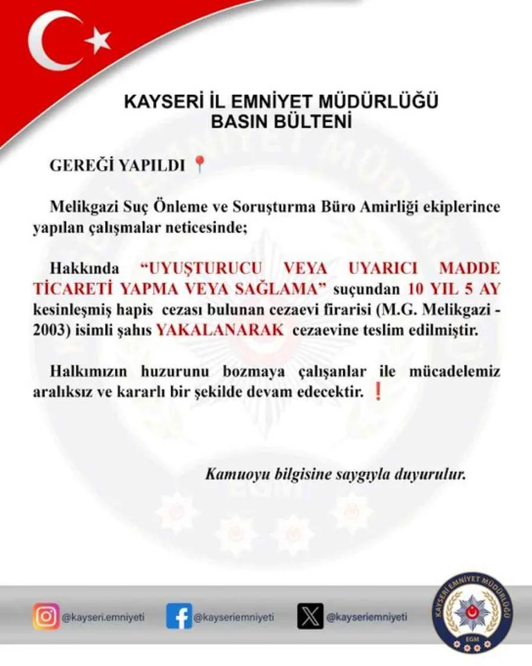 Kayseri'de Firarî Operasyonu! — haber görseli