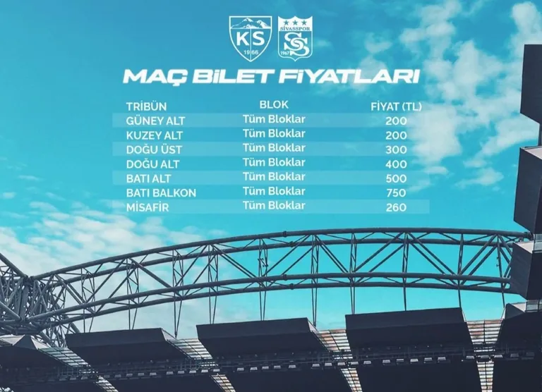 Kayserispor-Sivasspor Maçının Bilet Fiyatları Belli Oldu — haber görseli