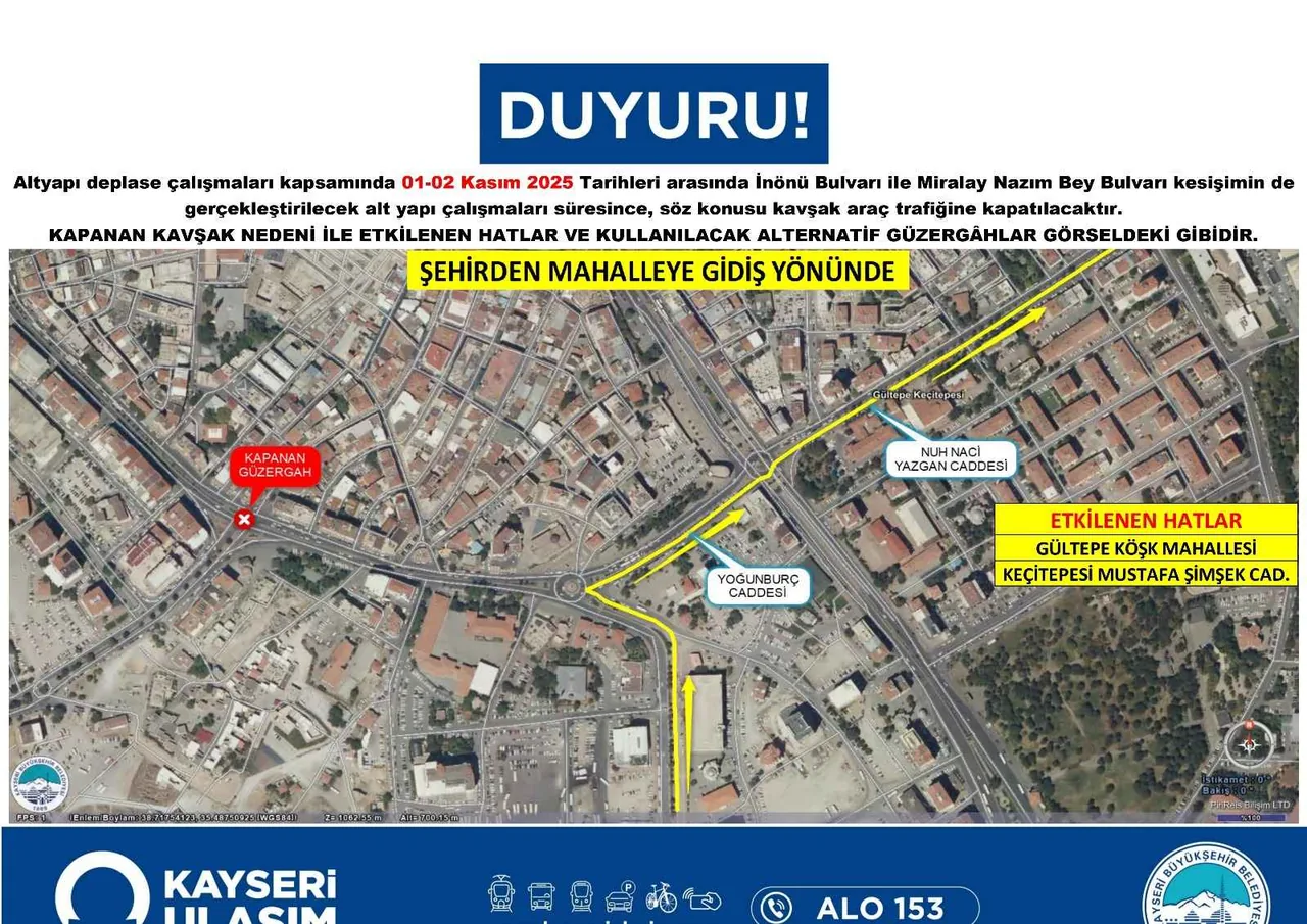 DİKKAT! İNÖNÜ – MİRALAY NAZIM BEY KAVŞAĞI 2 GÜN BOYUNCA KAPALI : İŞTE ALTERNATİF GÜZERGAHLAR — haber görseli