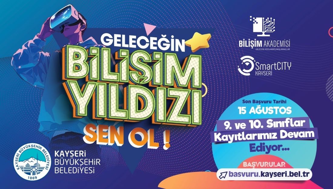 Kayseri Büyükşehir Belediyesi’nin kurduğu Kayseri Bilişim Akademisi’ne başvurular, yoğun talep üzerine 15 ağustosa uzatıldı.