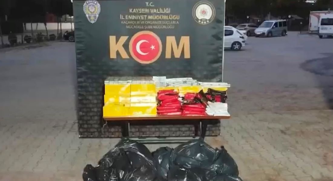 Kayseri’de kaçakçılık operasyonu: 2 bin 120 paket sigara, 330 kilo nargile tütünü ele geçirildi
